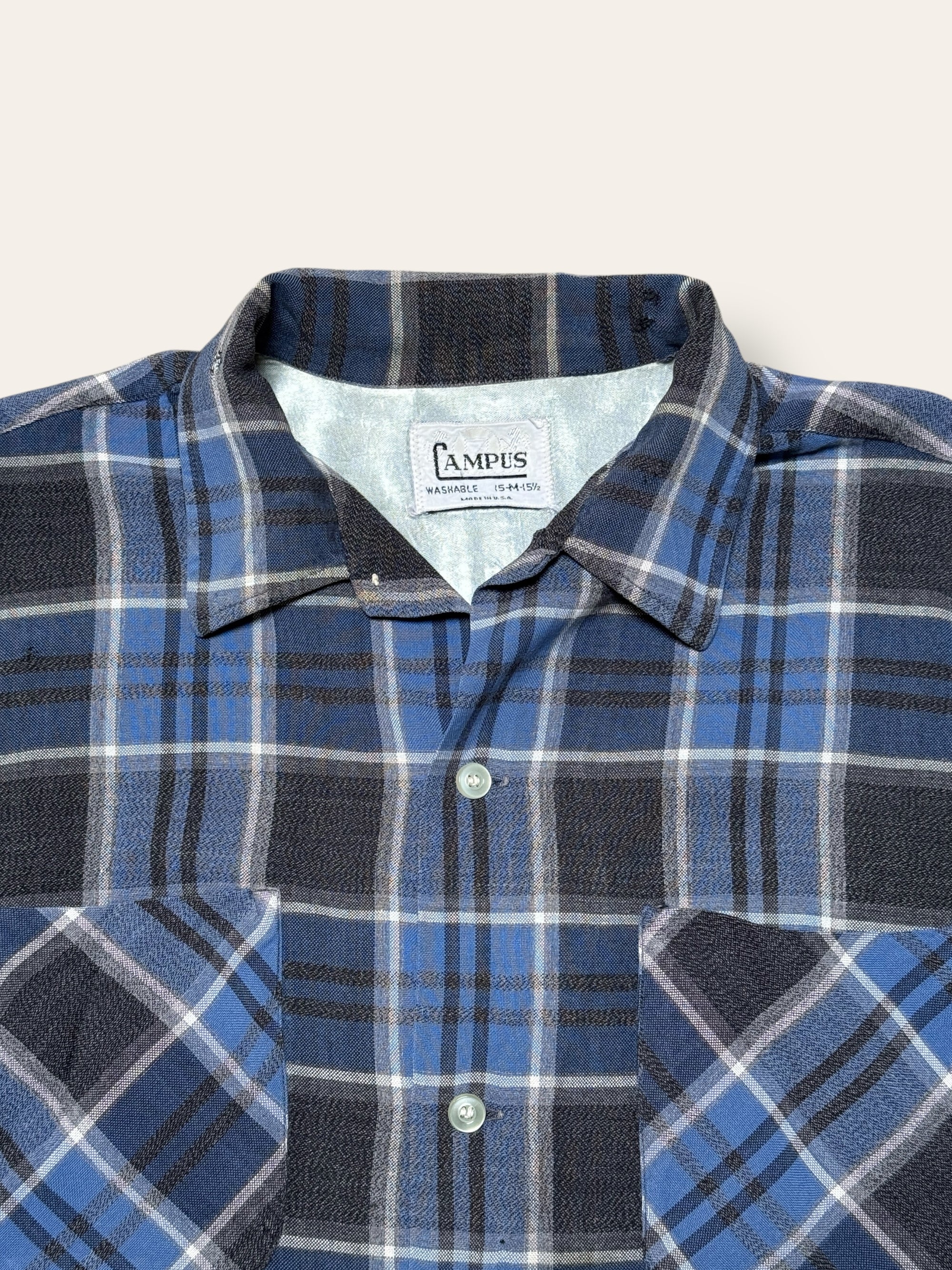 Vintage 1950’s Campus Rayon Plaid Shirt