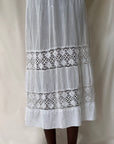 Vintage Edwardian Cotton Gauze Cloth Crochet Pleated Petticoat Skirt