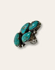 Vintage Navajo Turquoise Cluster Sterling Silver Ring Size 6