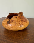 Vintage Signed Handcrafted Fir Burl Wood Bowl | Live Edge Natural Art Turned Vessel
