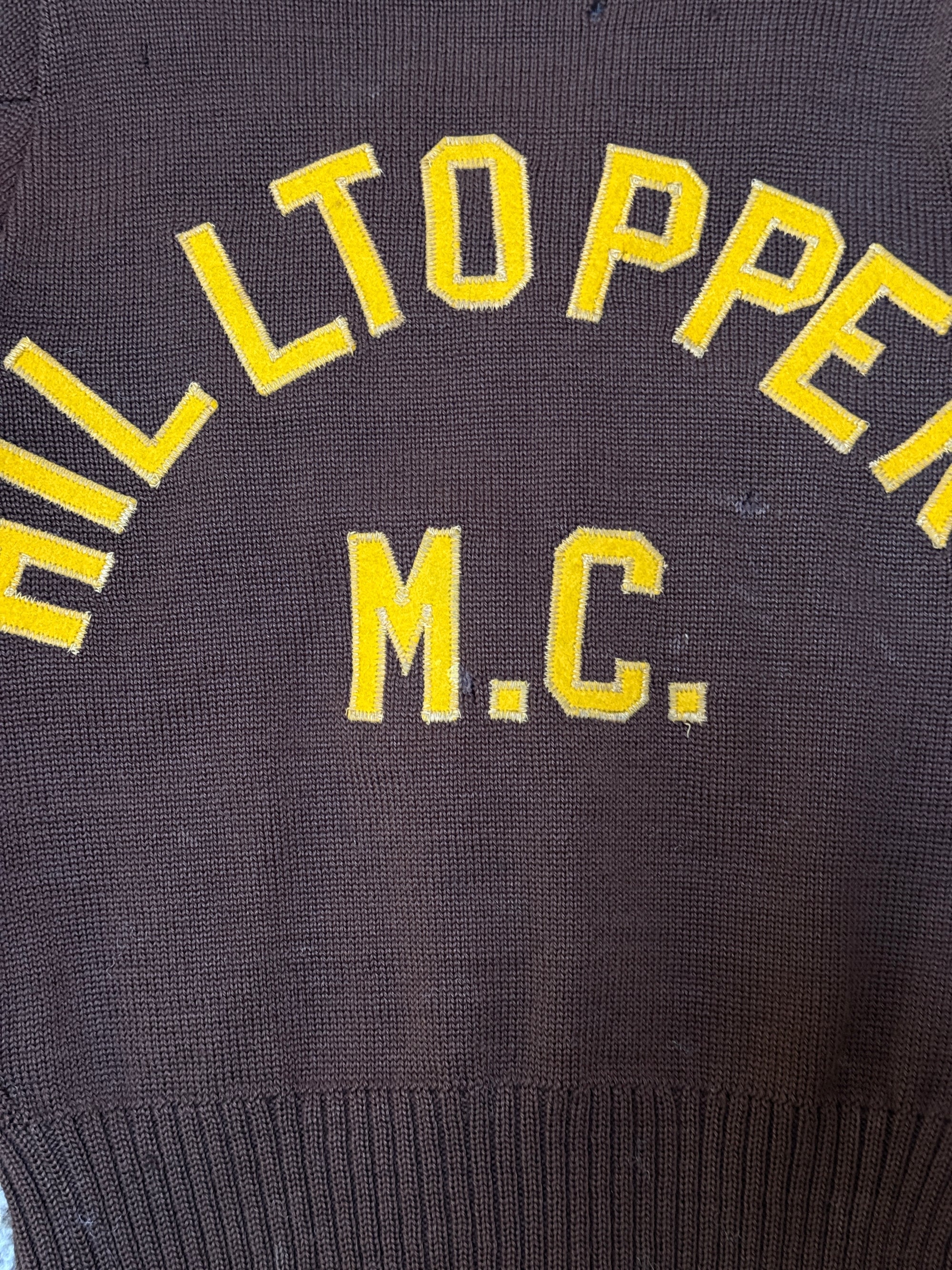 Vintage 1940’s Hilltoppers M.C. Wool Cardigan Sweater