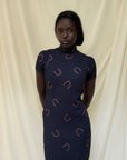 Vintage 1950’s Rayon Horseshoe Cheongsam Dress