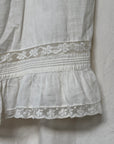 Vintage Edwardian Crochet Lace Blouse | White Cotton Ruffle Top with Blue Ribbon | Antique Romantic Cottagecore Boho