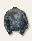 Vintage 1950s Modified Guide Master Leather Motorcycle Jacket | Distressed Black Biker Jacket