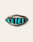 Vintage Navajo Turquoise & Sterling Silver Multi-Stone Cluster Bracelet | Southwestern Jewelry Cuff