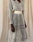 Vintage Edwardian Gauze Cotton Eyelet Lawn Dress