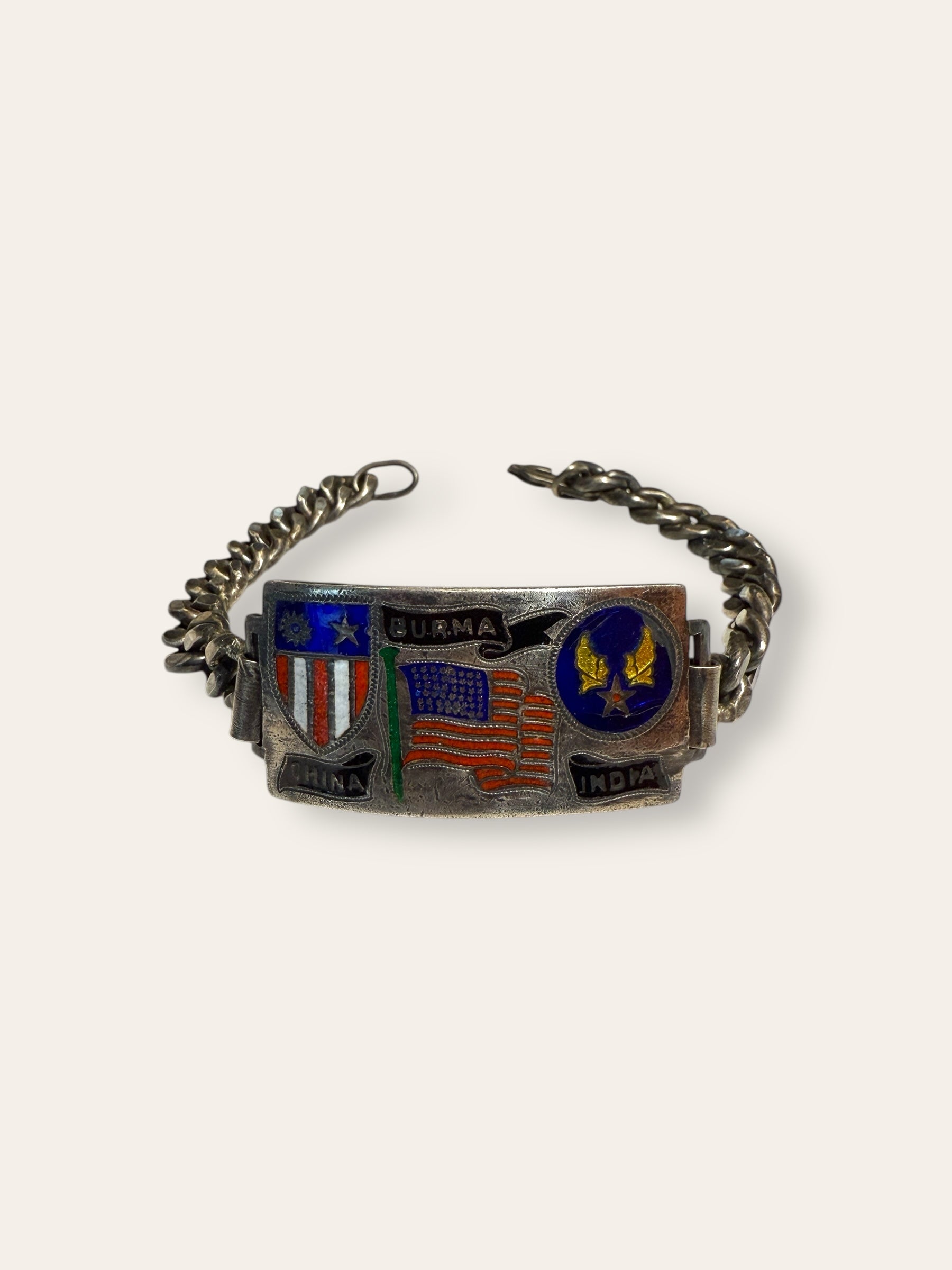 1942’s★ アメリカ陸軍航空軍★Gunner Bracelet★②ミリタリー Vintage 1940's WWII US Air Force CBI Sterling Silver Bracelet