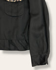 Vintage 1950’s California Black Rayon Gabardine Leopard Trim Jacket 46