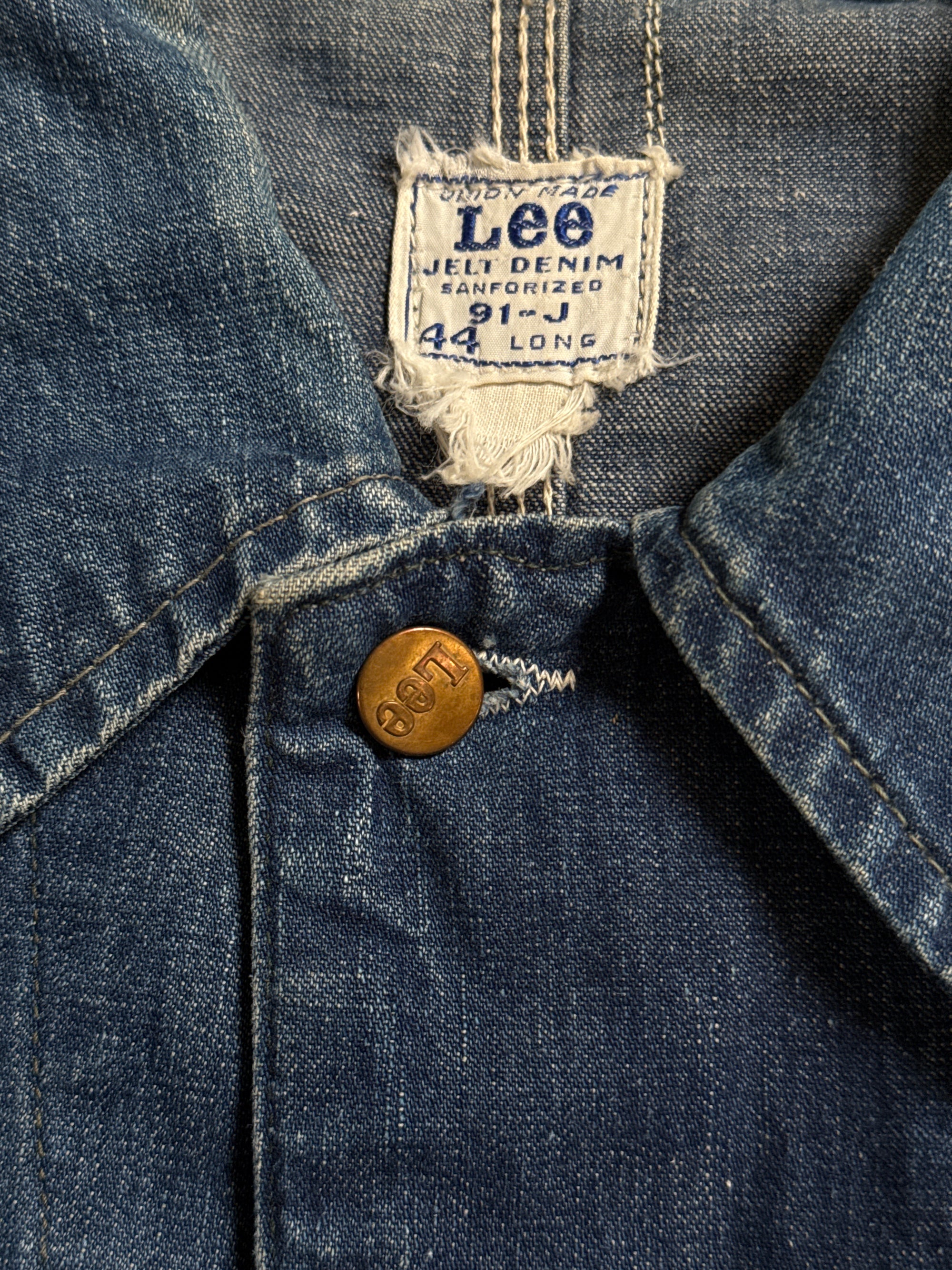 Vintage 1950’s LEE 91-J Denim Chore Jacket Size 44L