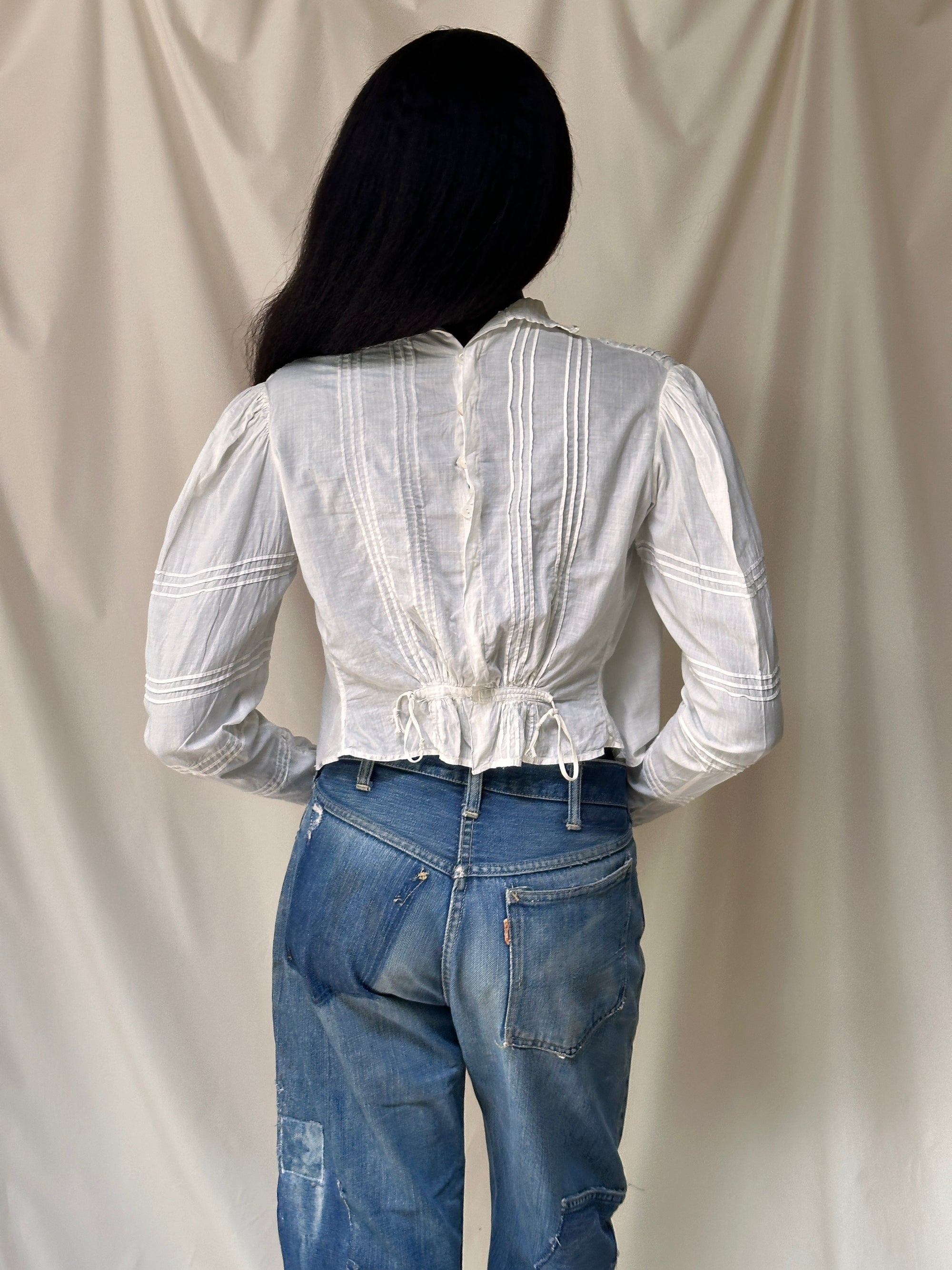 Vintage Edwardian Pleated Eyelet Cotton Bodice