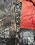 Vintage 1950s Modified Guide Master Leather Motorcycle Jacket | Distressed Black Biker Jacket