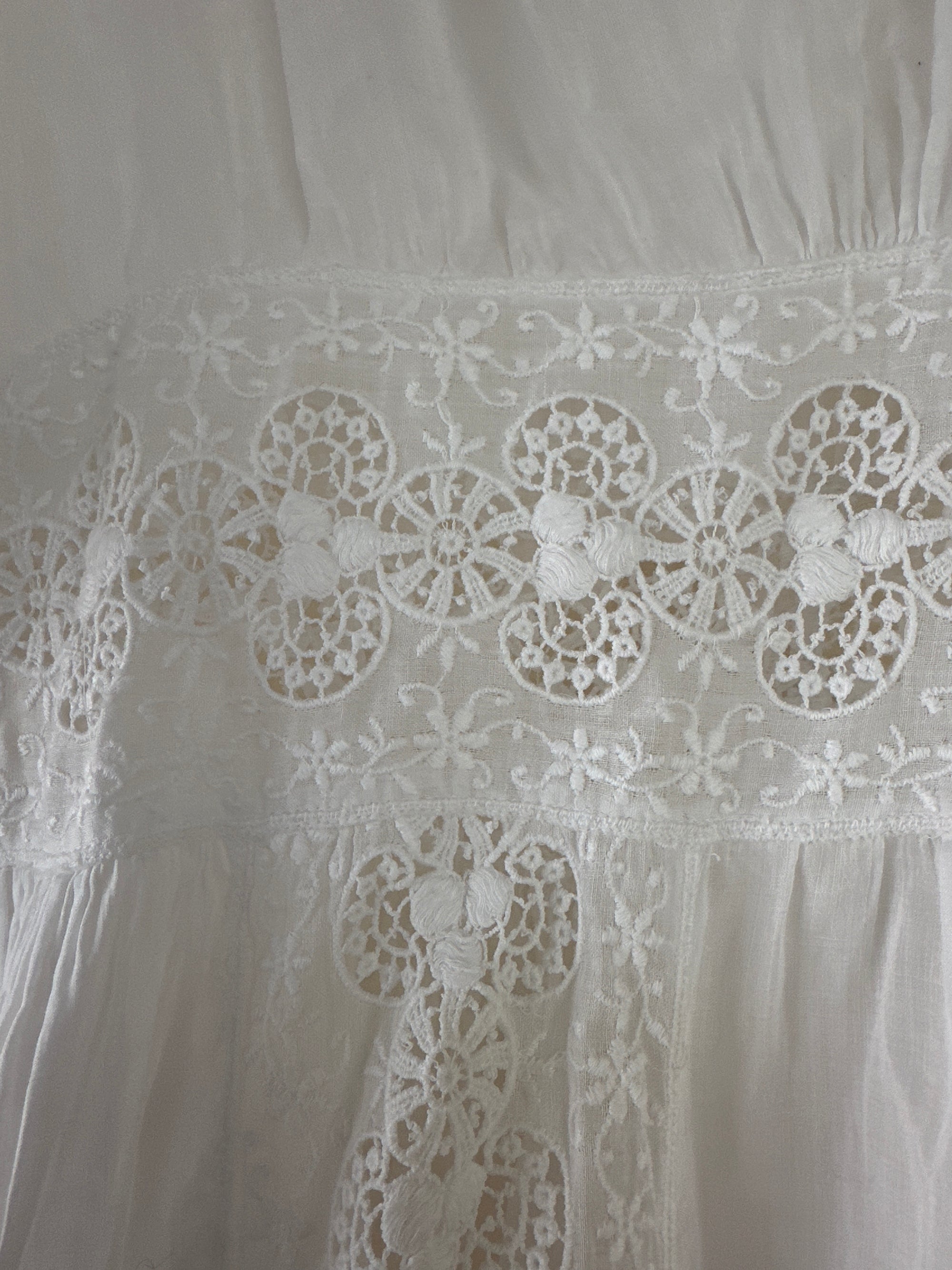 Vintage Edwardian White Cotton Eyelet Dress