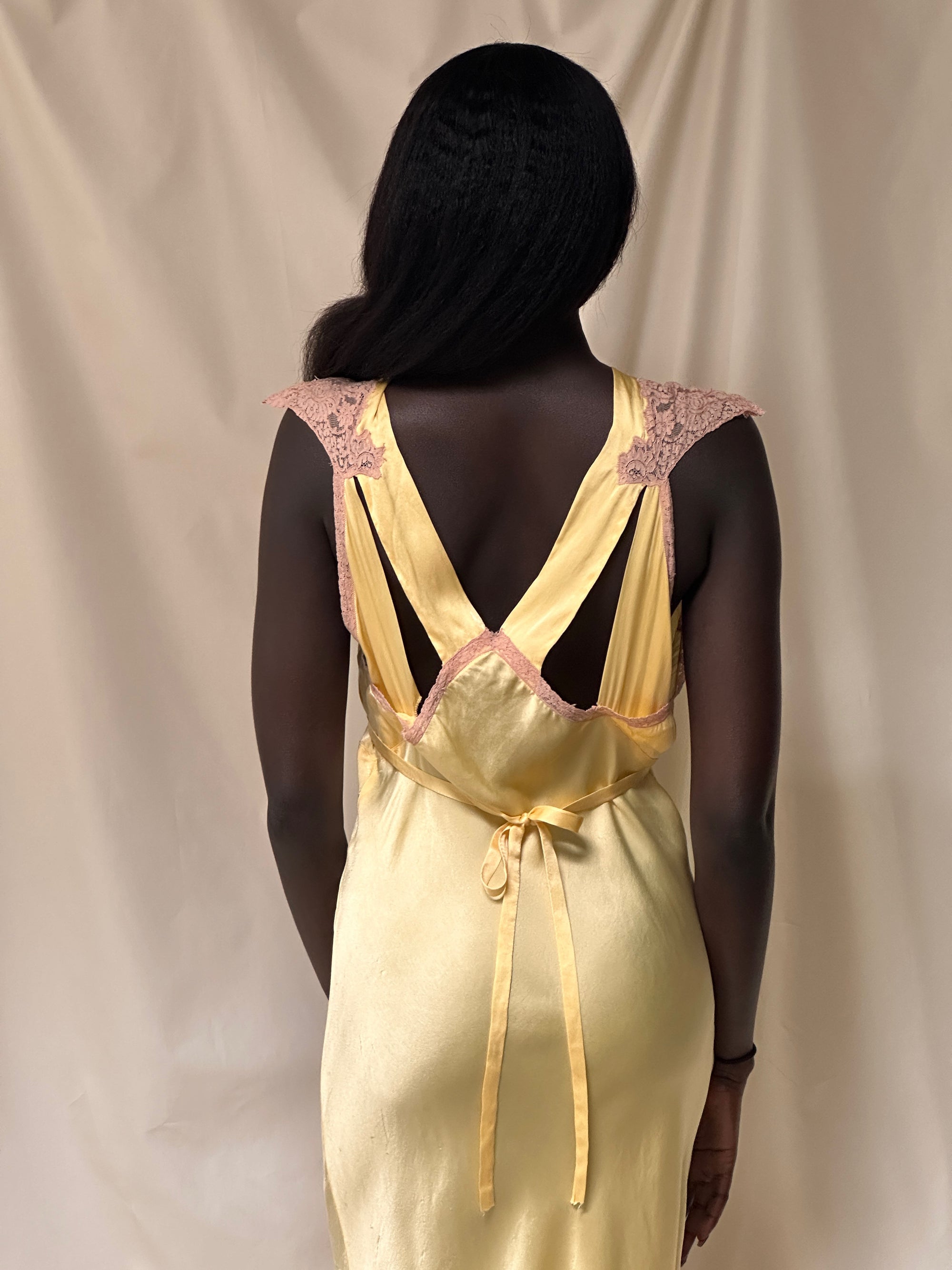 Vintage 1930’s Silk Rayon Lace Slip Dress
