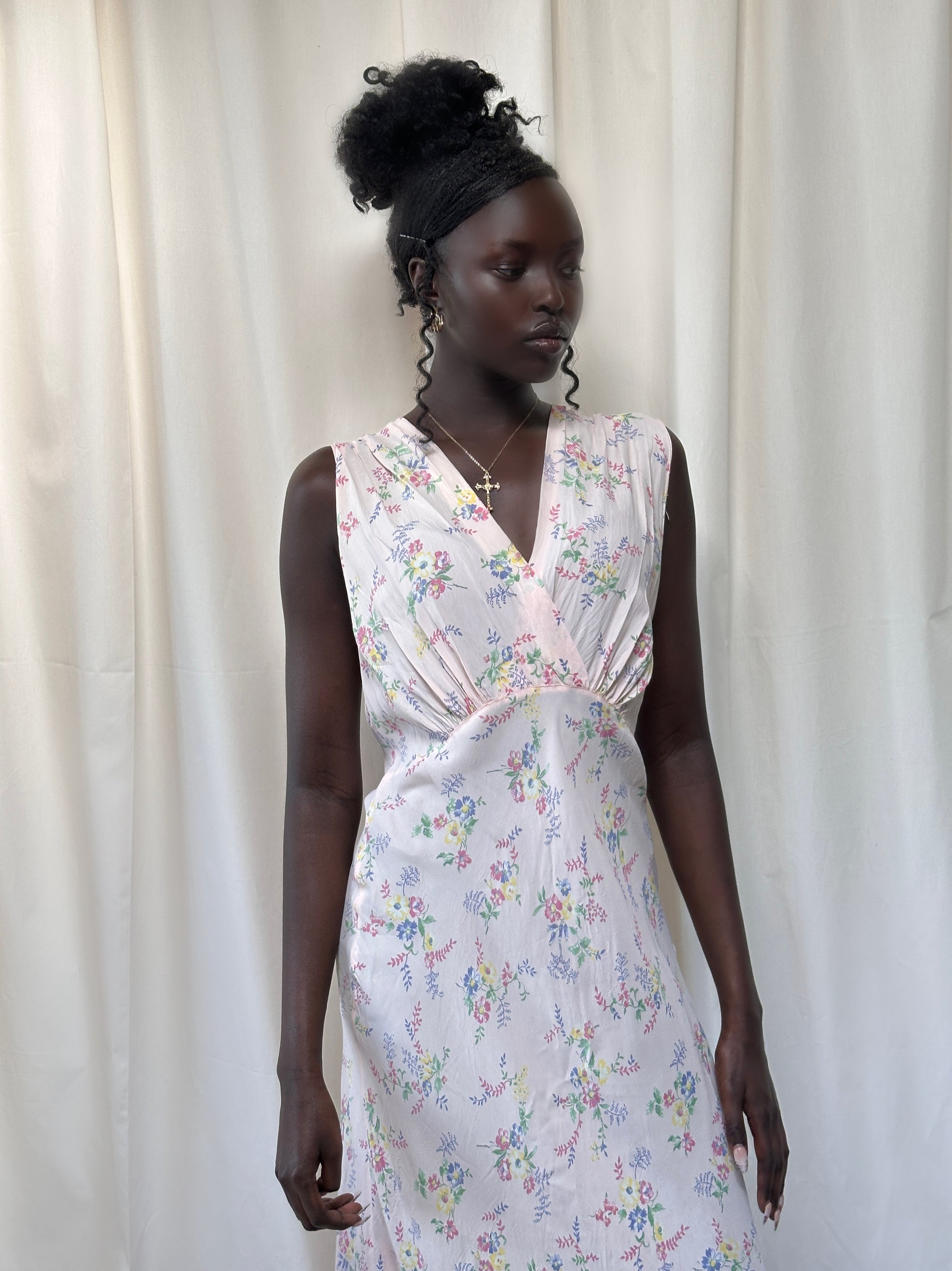 Vintage 1930’s Rayon Flower Print Slip Dress
