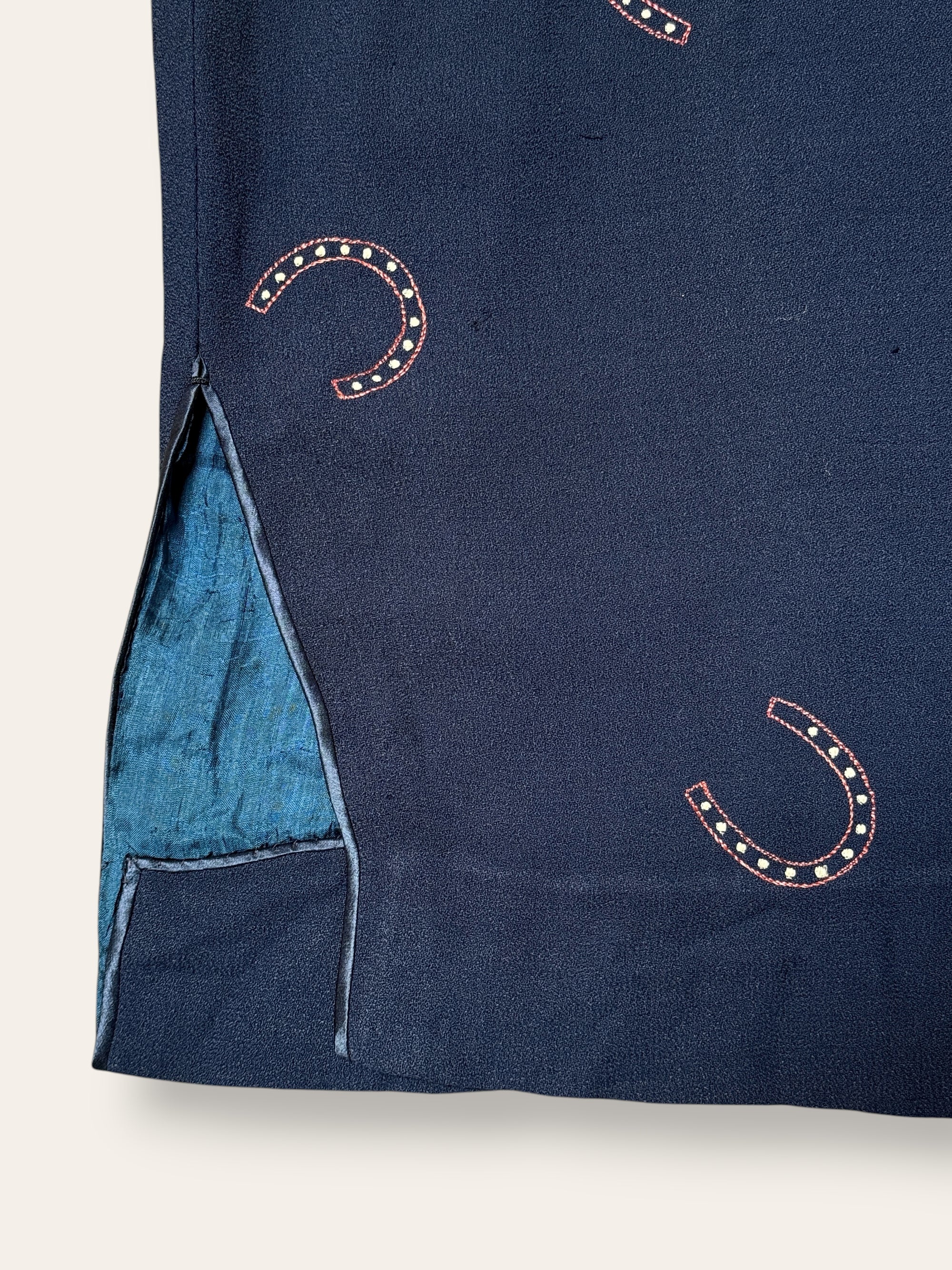 Vintage 1950’s Rayon Horseshoe Cheongsam Dress