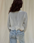 Antique 1900s Edwardian White Blouse | Antique Sheer Cotton Top with Embroidered Collar