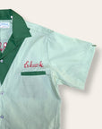Vintage 1960’s Chain Stitch Bowling Shirt | Two Tone Green Shirt
