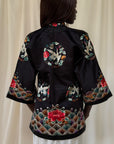Vintage 1920’s Chinese Silk Jacket | Antique Hand Embroidery Crane Floral Motif Silk