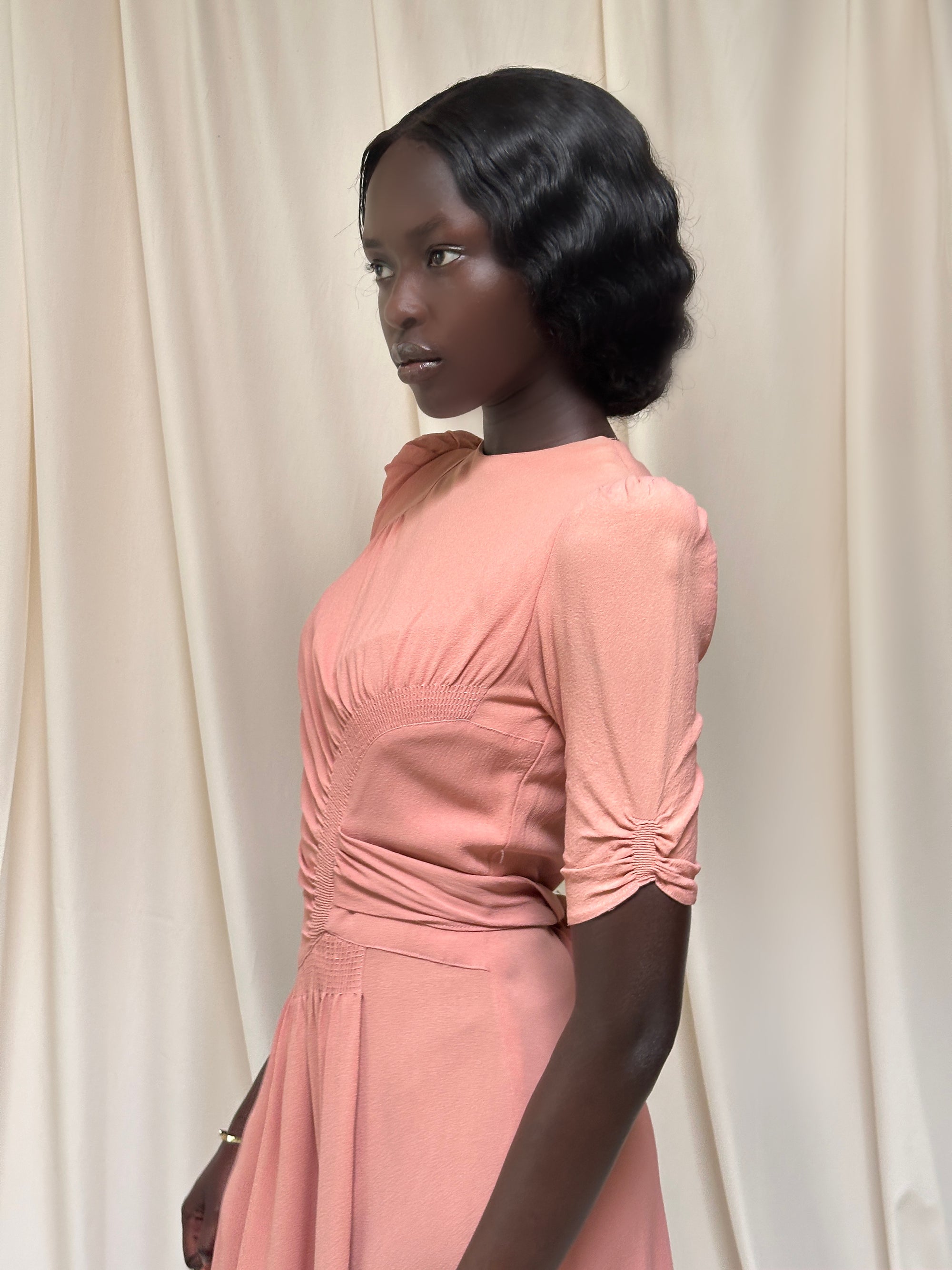 Vintage 1940’s Smocked Rayon Dress