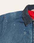 Vintage 1960s Key Imperial Denim Work Jacket | Belted Back Faded Denim