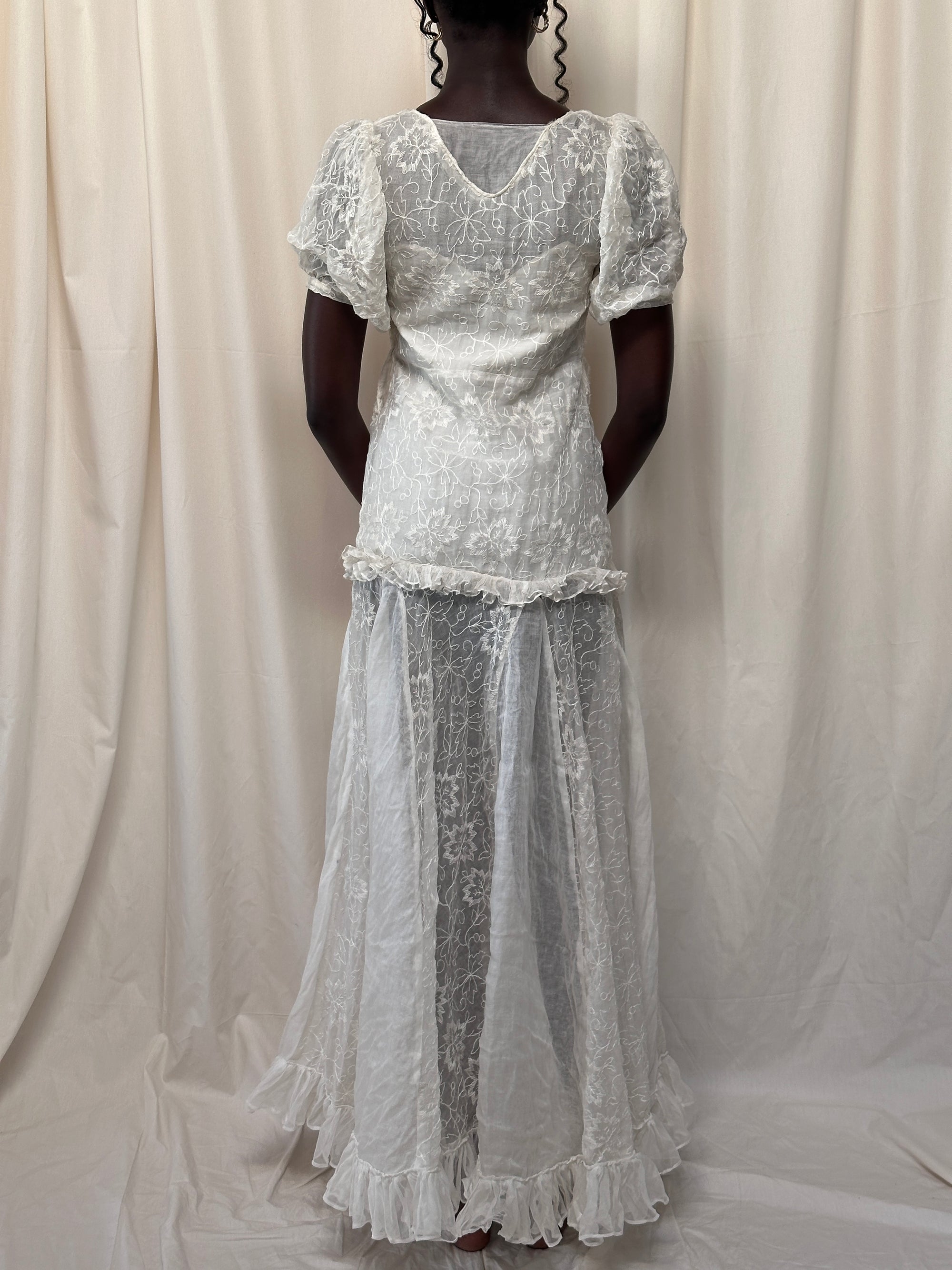 Vintage 1930’s Embroidered Organza Garden Dress