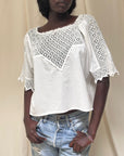 Vintage 1900’s Edwardian White Blouse | Antique Crochet Cotton Top