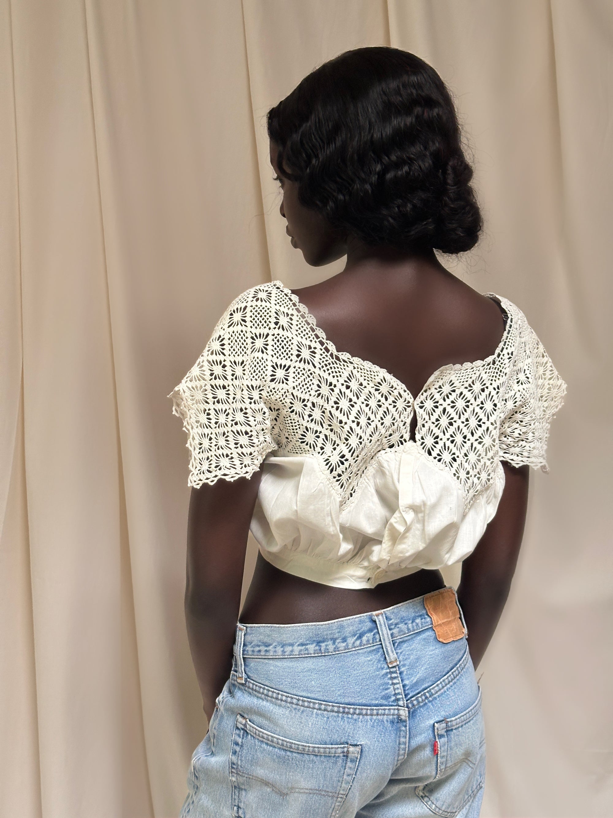 Vintage Edwardian Crochet Bodice Top