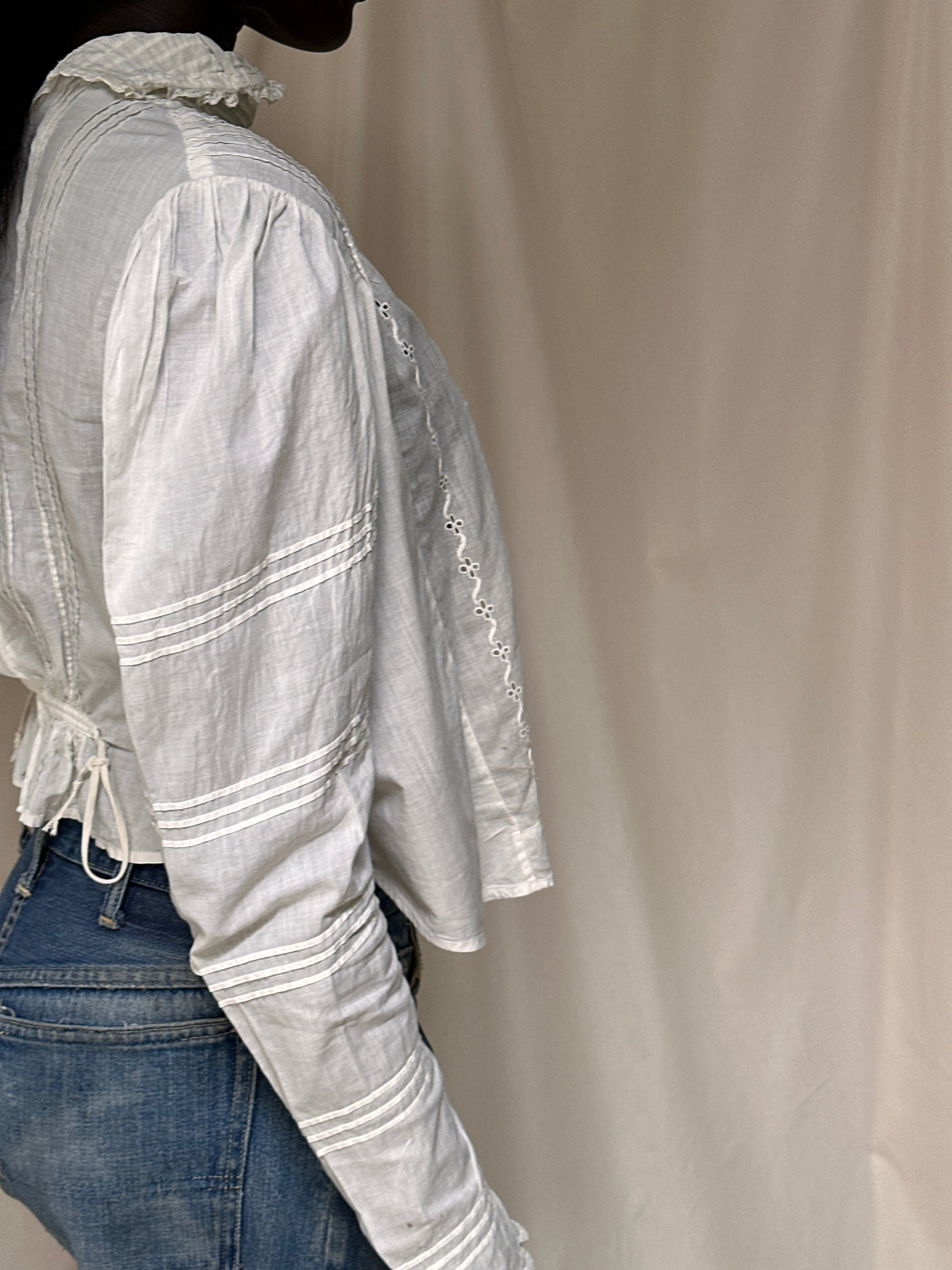Vintage Edwardian Pleated Eyelet Cotton Bodice