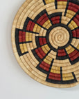 Vintage Hopi Coiled Flat Basket | Handwoven Native American Wall Art | Geometric Polychrome Woven Basket Tray
