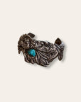 Vintage Brutalist Sterling Silver and Turquoise Cuff