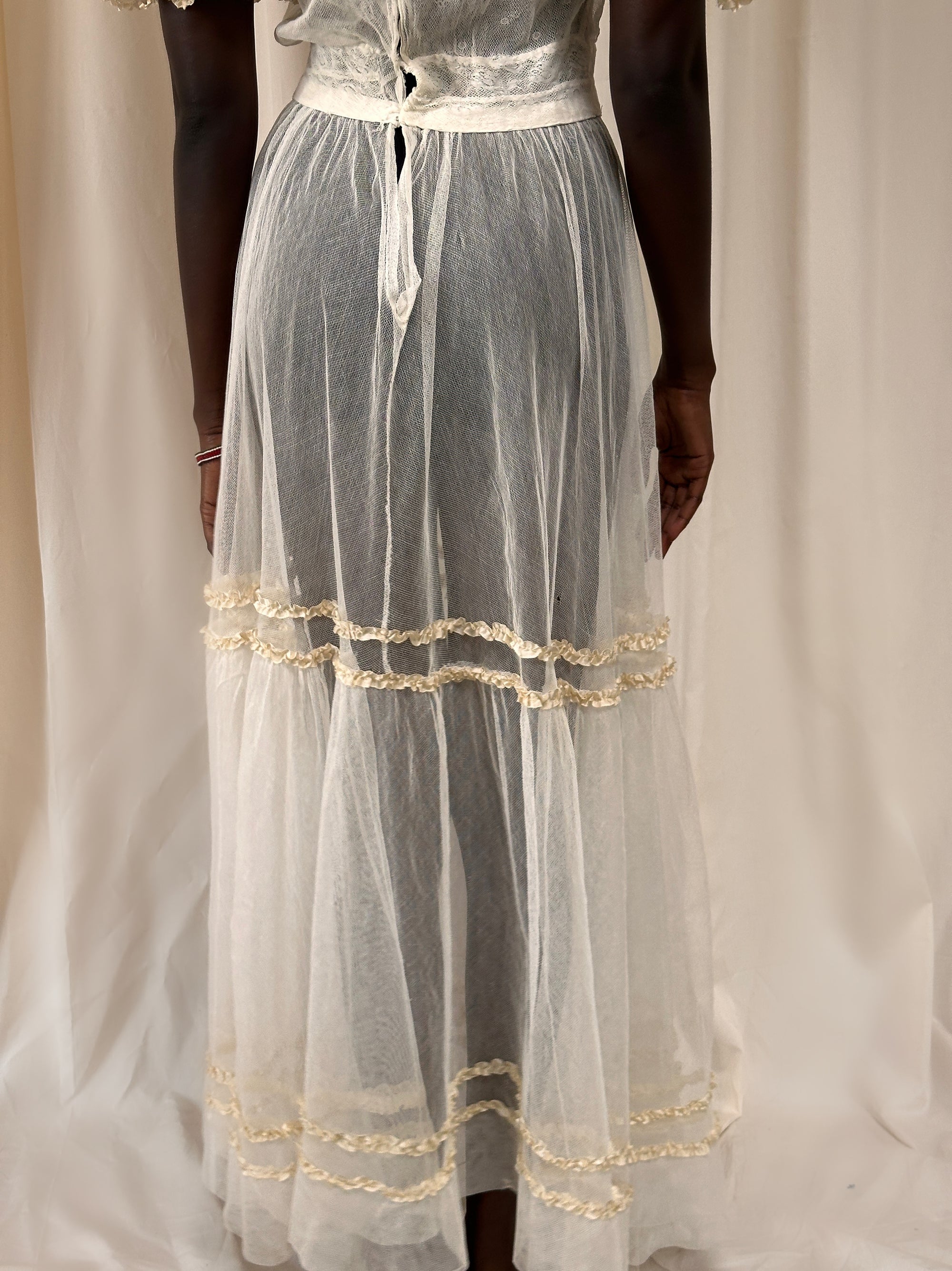 Vintage Edwardian Layed Mesh Tea Dress