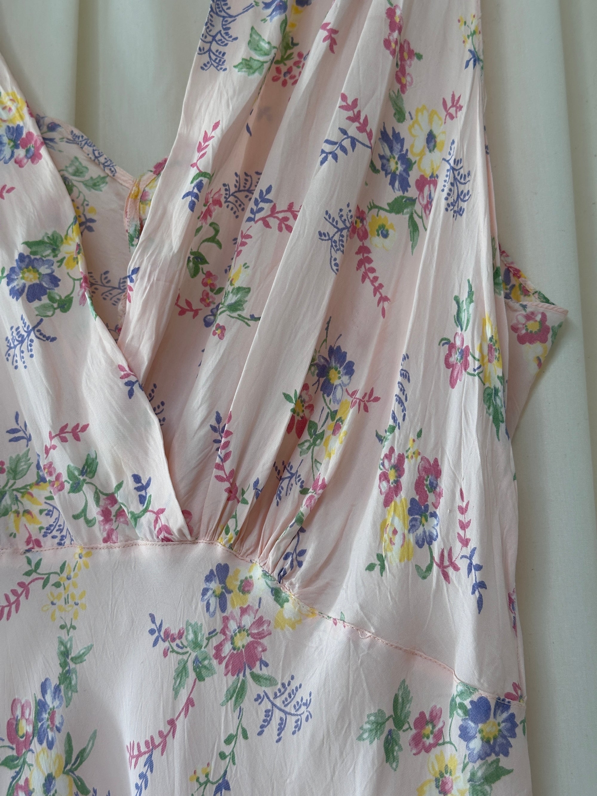 Vintage 1930’s Rayon Flower Print Slip Dress