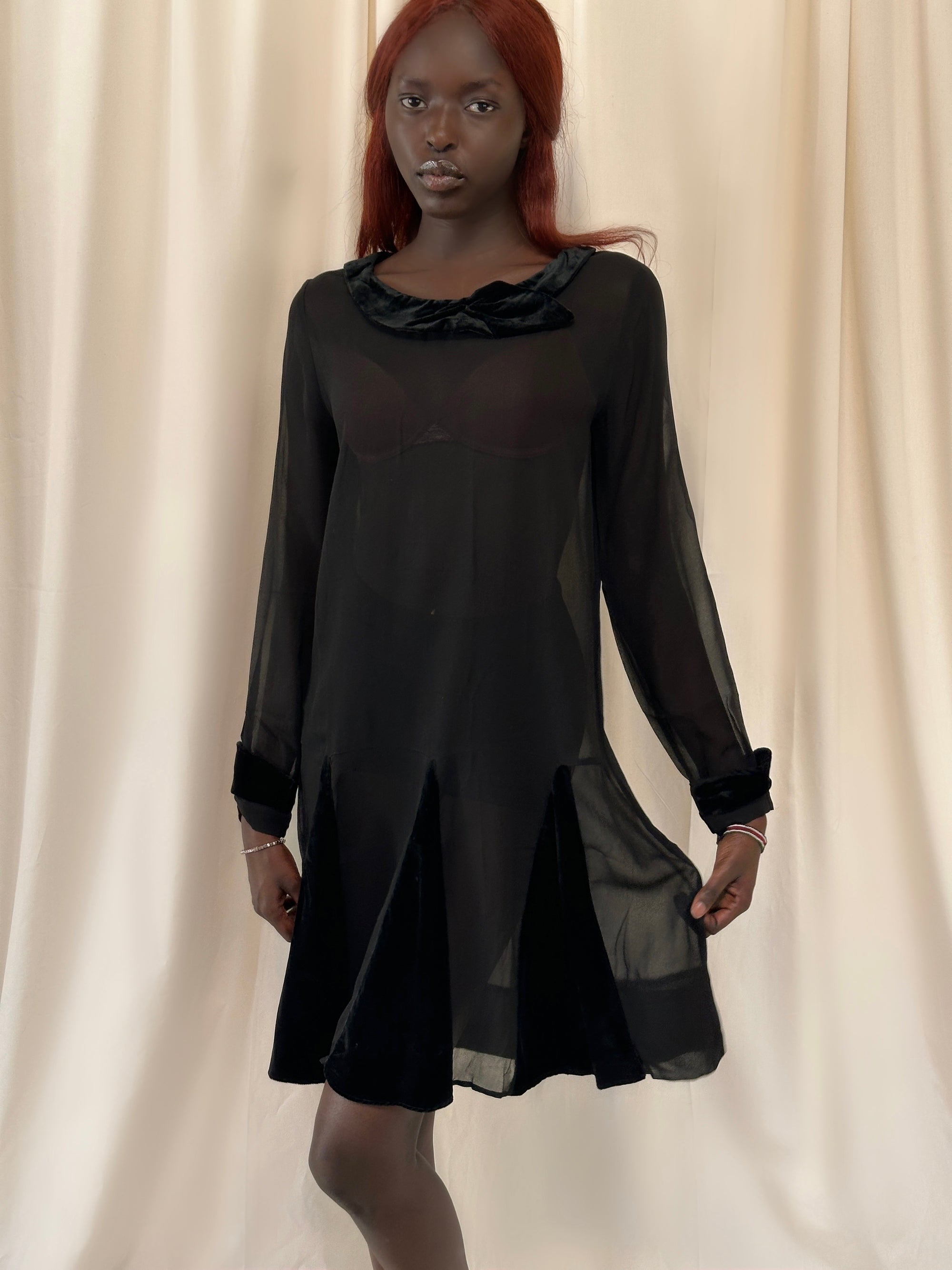Vintage 1920’s Chiffon & Velvet Flapper Dress