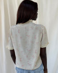 Vintage 1930s Floral Silk & Lace Bed Jacket | Ecru Boudoir Lingerie Layering Top