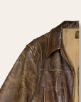 Vintage 1940-50s Windward Horsehide Leather Jacket | Montgomery Ward Brown Belted Back Jacket