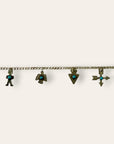 Vintage Fred Harvey Era Silver Charm Bracelet with Turquoise Accents | Southwestern Thunderbird Arrow Kachina Motifs