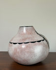Vintage Robert Rivera Large Painted Gourd Vase | Mimbres Design Turquoise Inlay Hand Painted Bowl