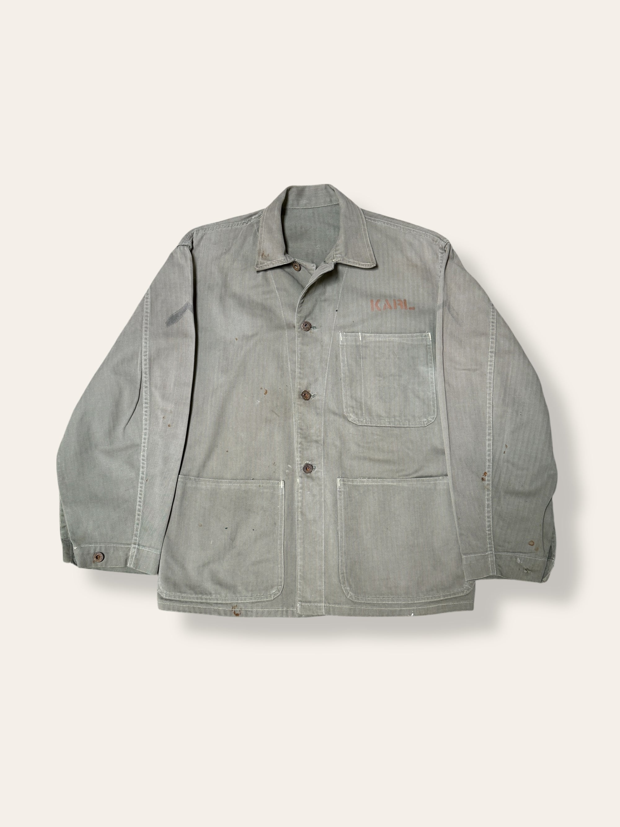Vintage 1940’s WWII USMC P41 HBT Twill Stencil Utility Jacket