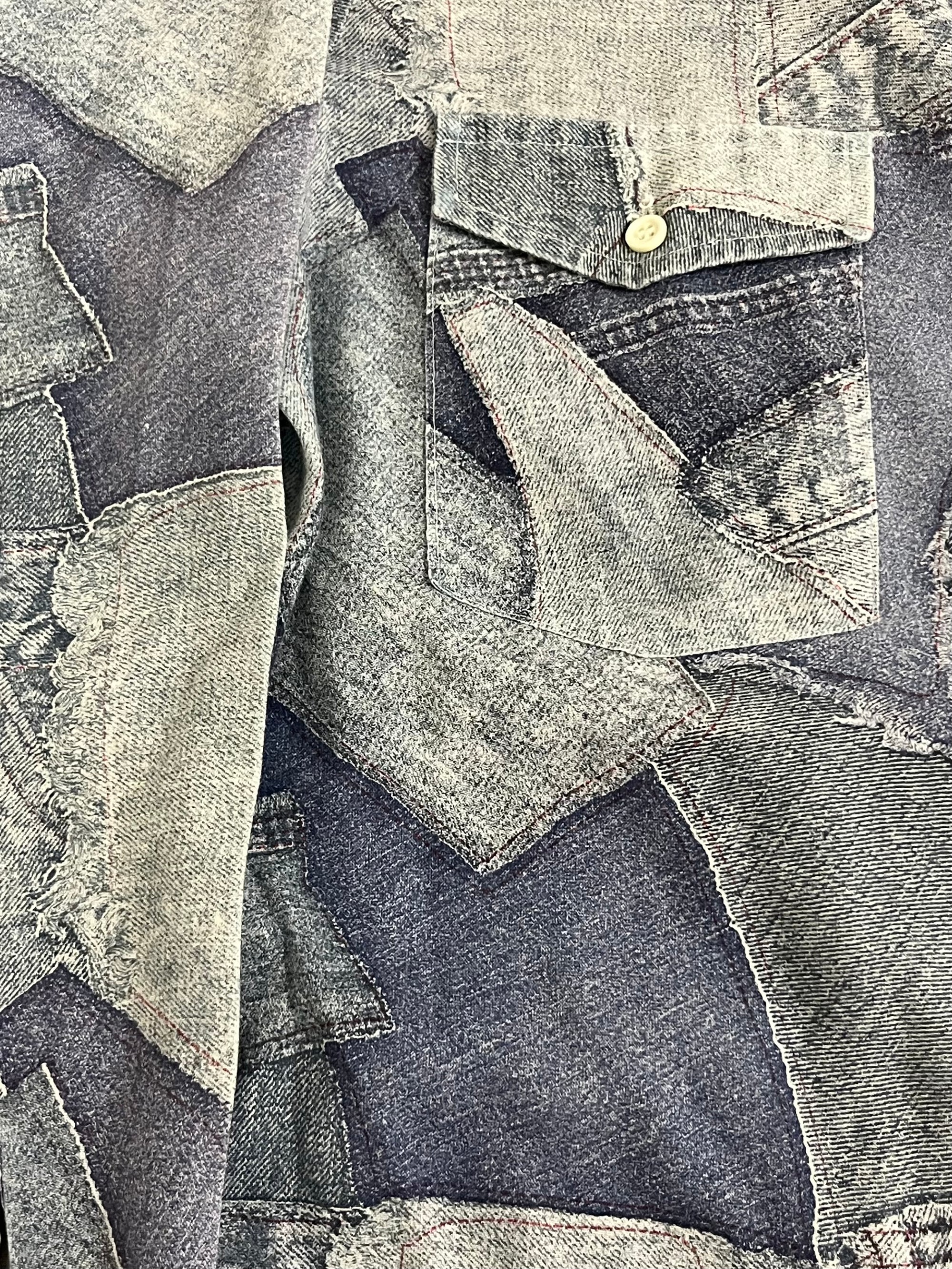 Vintage 1970’s All Over Denim Patchwork Print Shirt