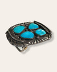 Vintage 1970’s Four Stones Turquoise & Sterling Silver Belt Buckle