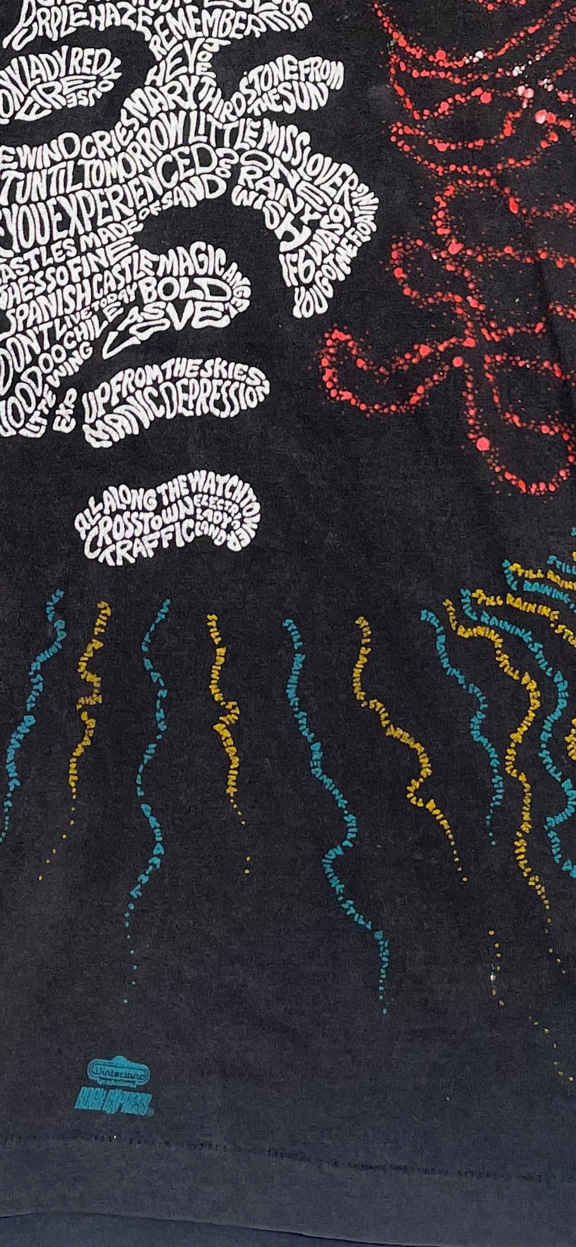 Vintage 1990’s Jimi Hendrix Lyrics AOP T-Shirt