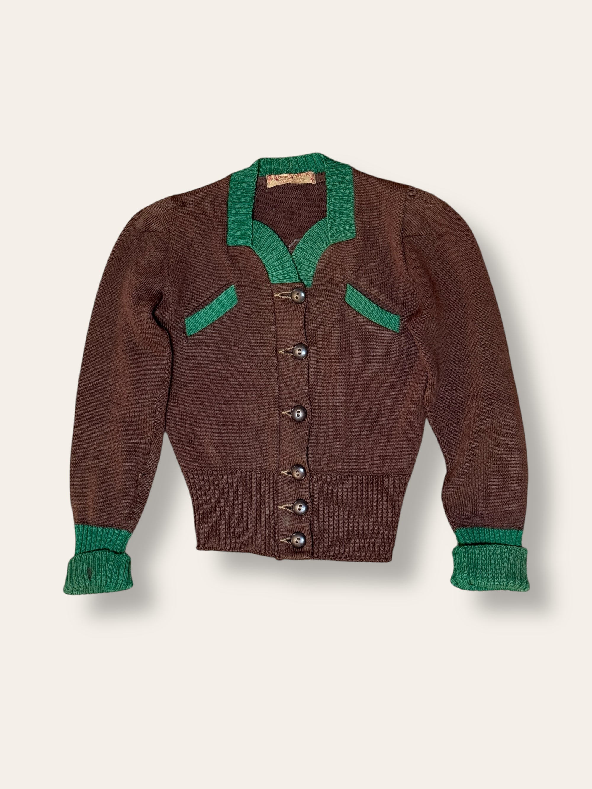 Vintage 1940’s Hilltoppers M.C. Wool Cardigan Sweater