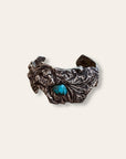 Vintage Brutalist Sterling Silver and Turquoise Cuff