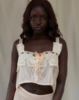 Vintage 1900s Silk & Lace Camisole Top | Edwardian Ivory Lace Bustier Crop | Antique Lingerie Blouse