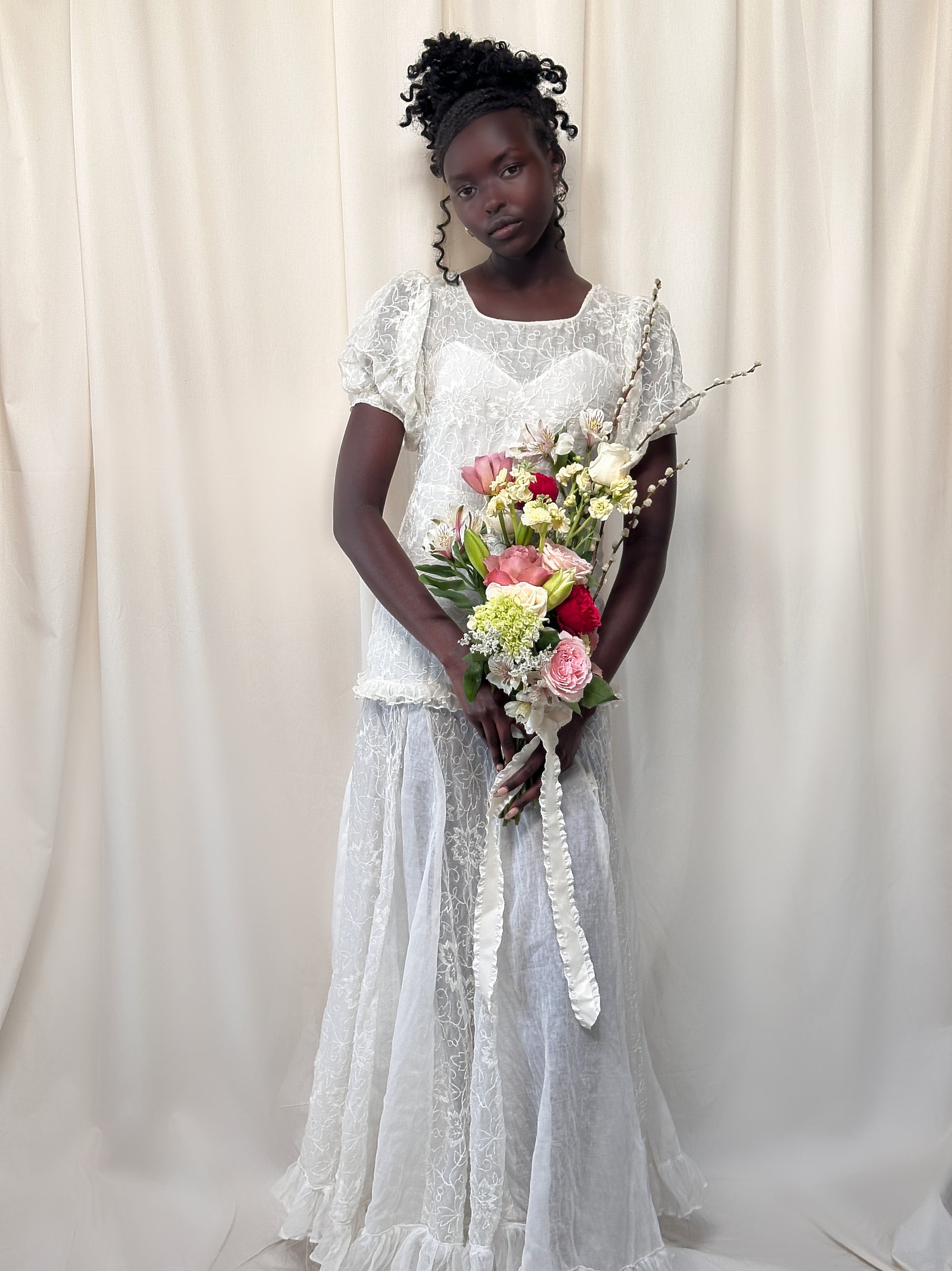 Vintage 1930’s Embroidered Organza Garden Dress