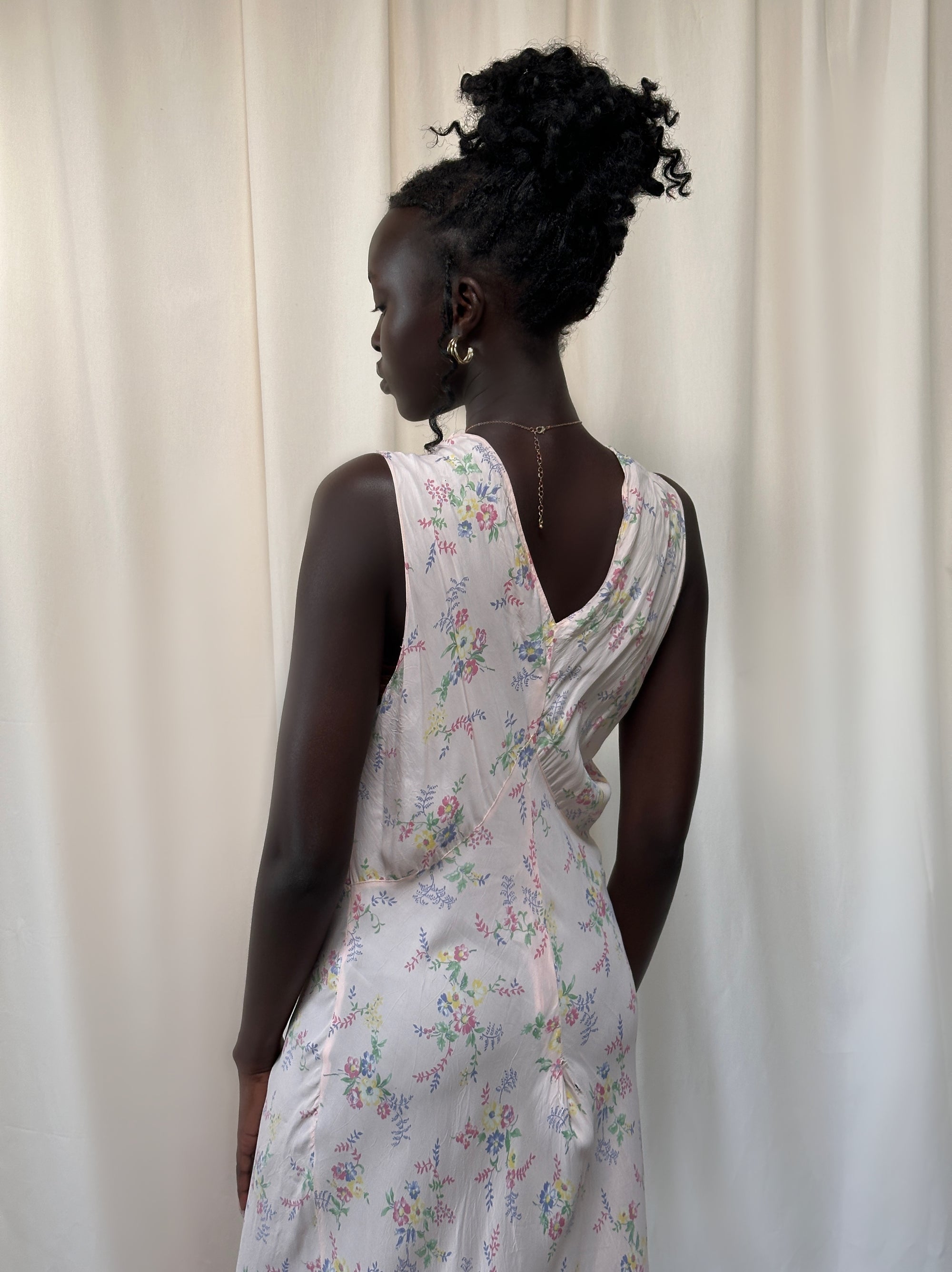 Vintage 1930’s Rayon Flower Print Slip Dress
