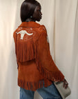 Vintage 1940’s Bull Chain Stitch Suede Fringe Western Jacket