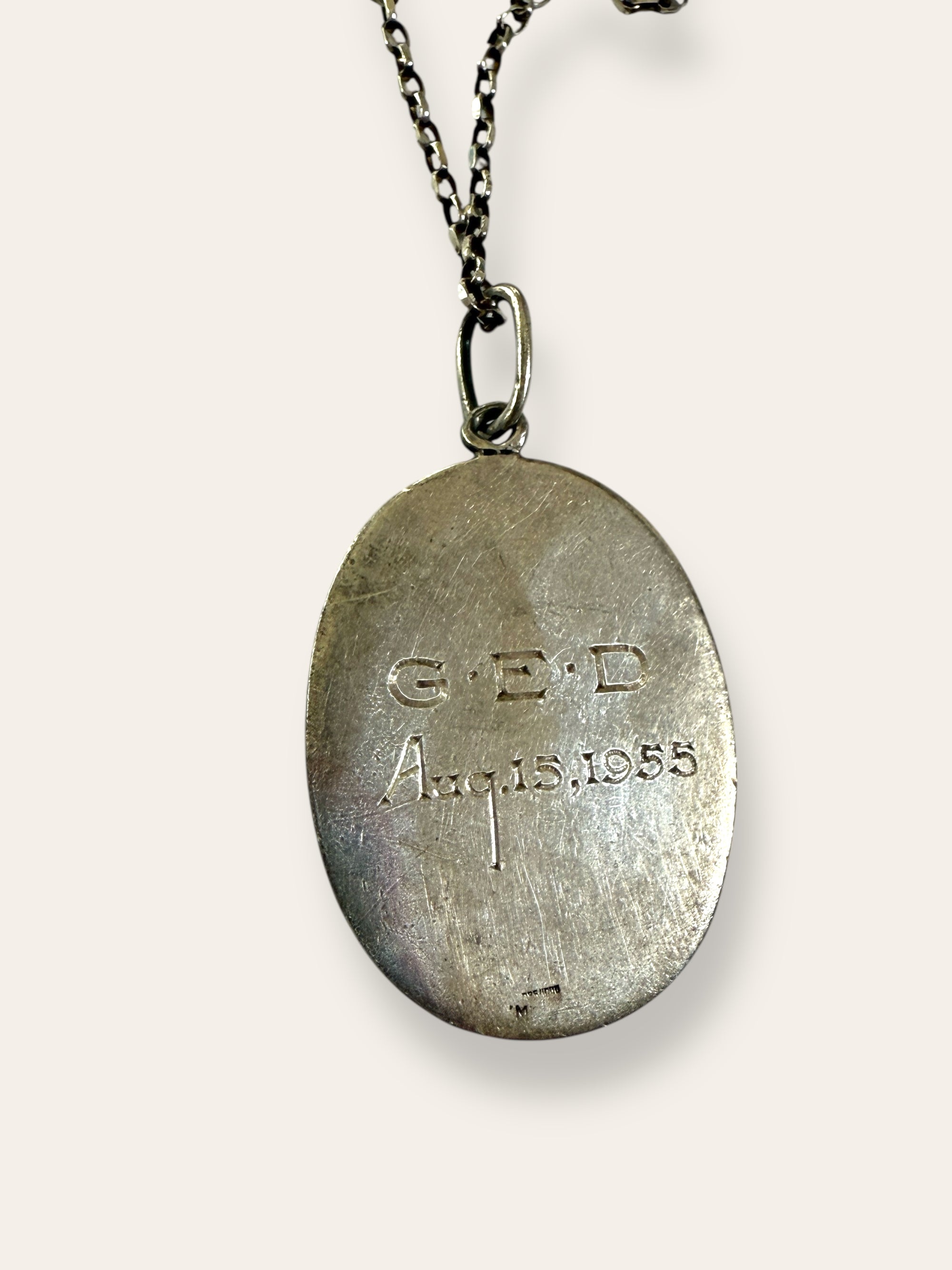 Vintage 1955 Lady of Guadalupe Sterling Silver Necklace