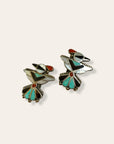 Vintage Zuni Inlay Bird Sterling Silver Clip-On Earrings