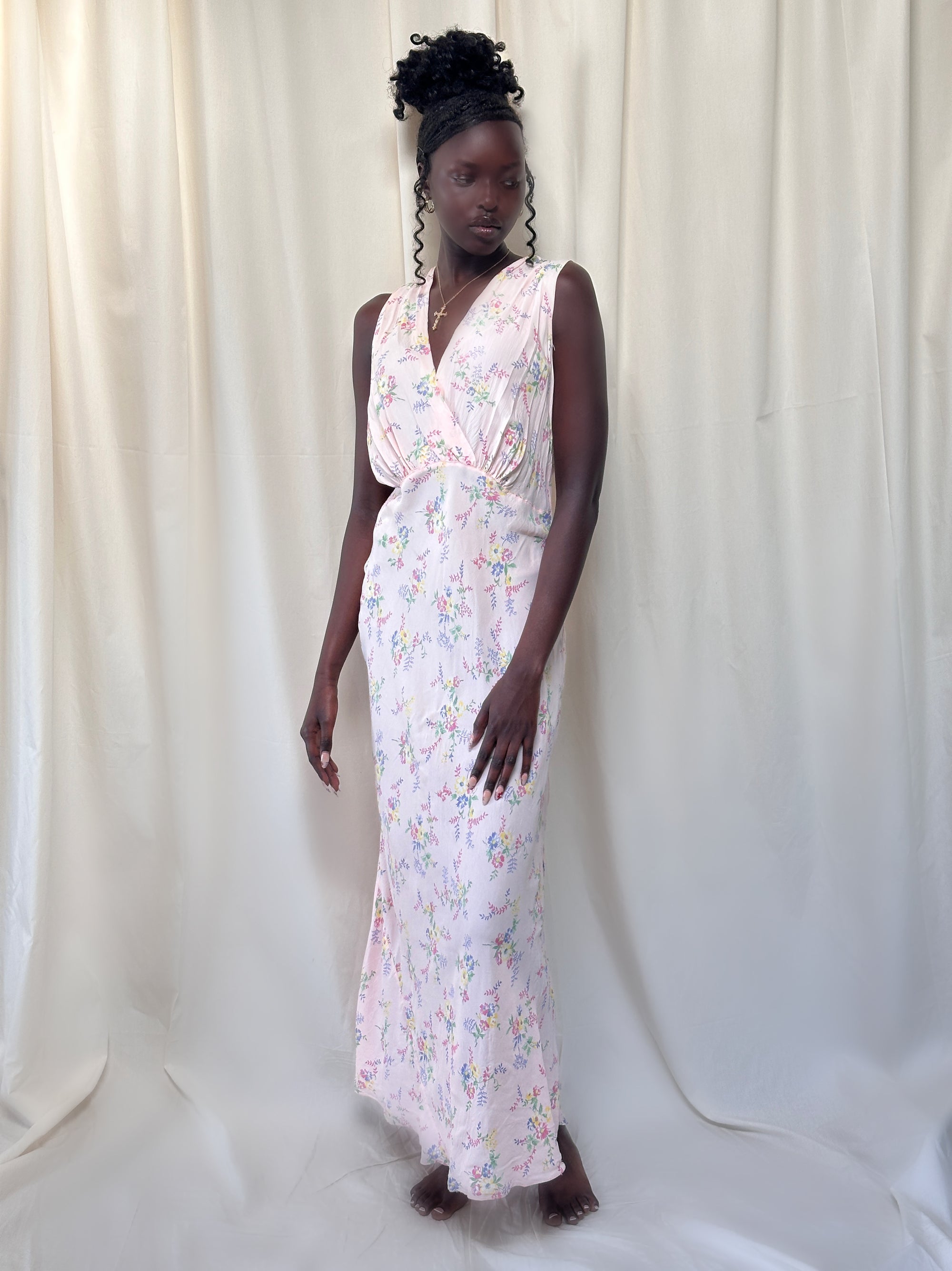 Vintage 1930’s Rayon Flower Print Slip Dress